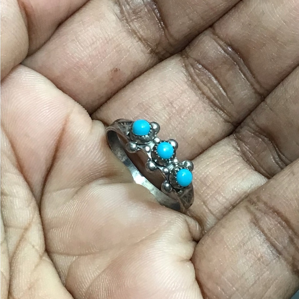 Native American vintage Sterling Silver Zuni turquoise Ring